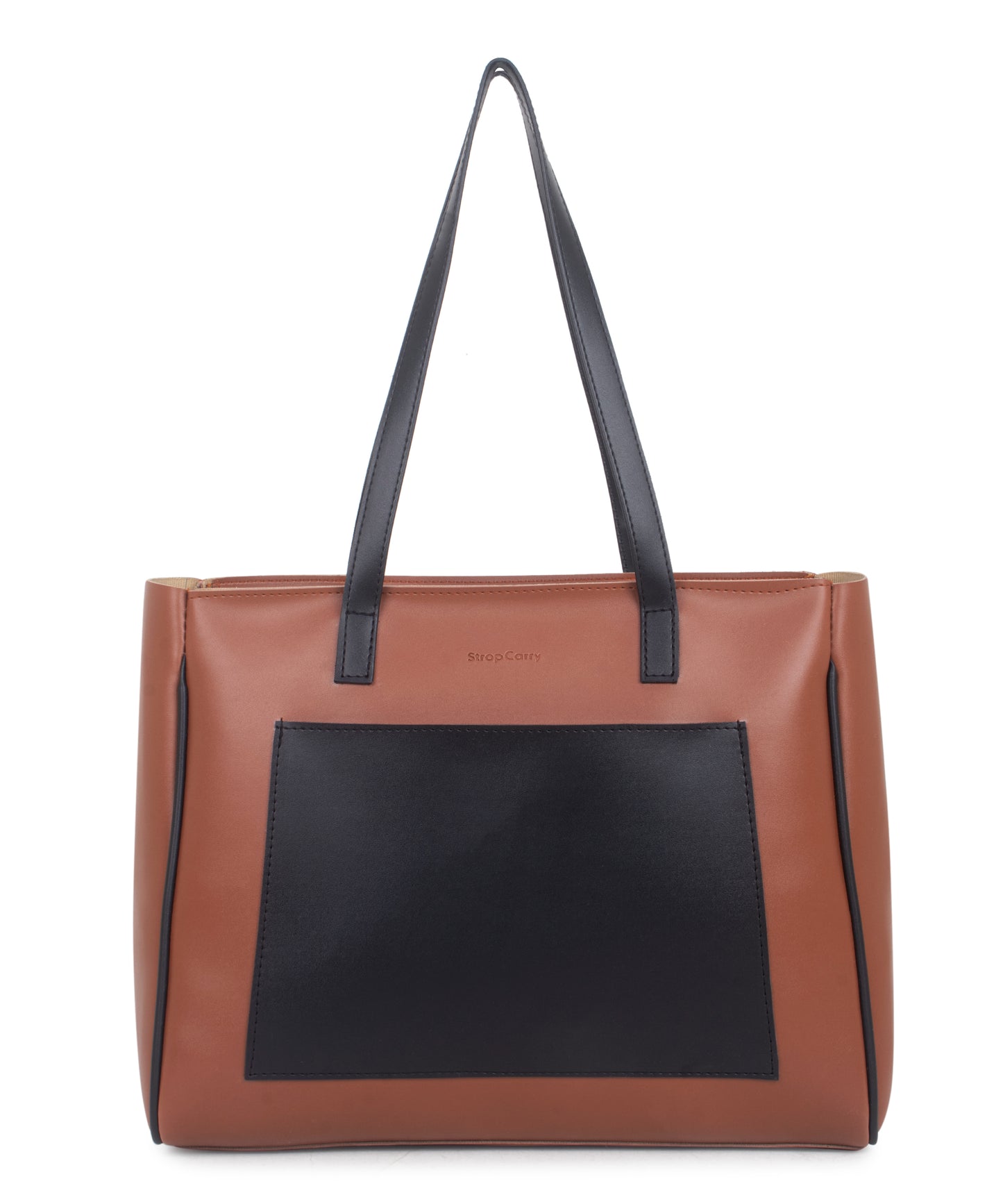 Solid Tan Black Tote Bag