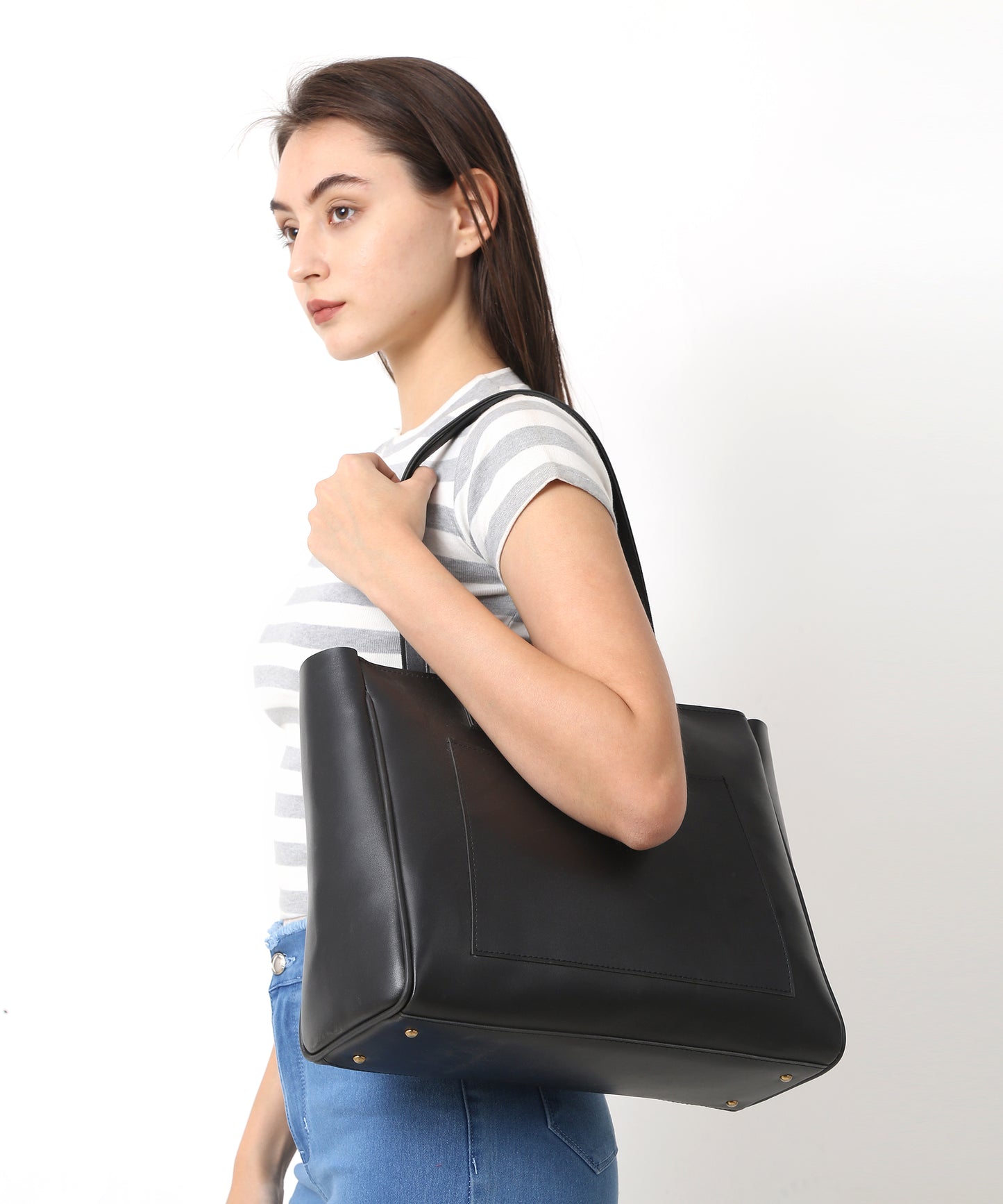 Black Textured Tote Bag