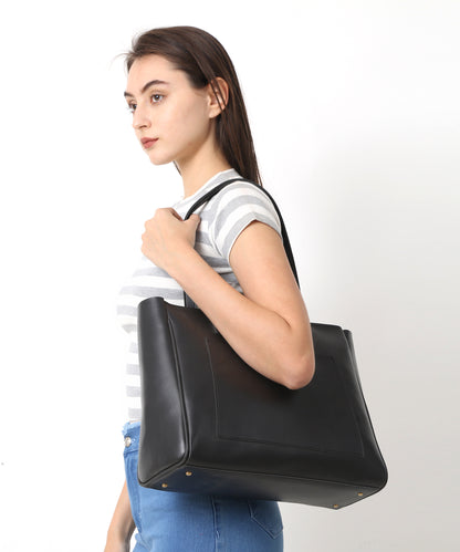 Black Textured Tote Bag