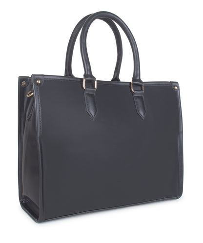 Solid Black Color Laptop Tote Bag