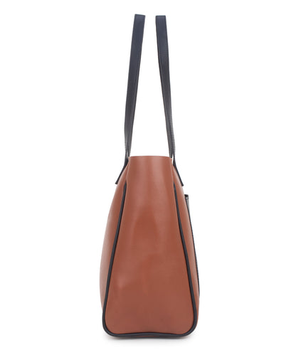 Solid Tan Black Tote Bag