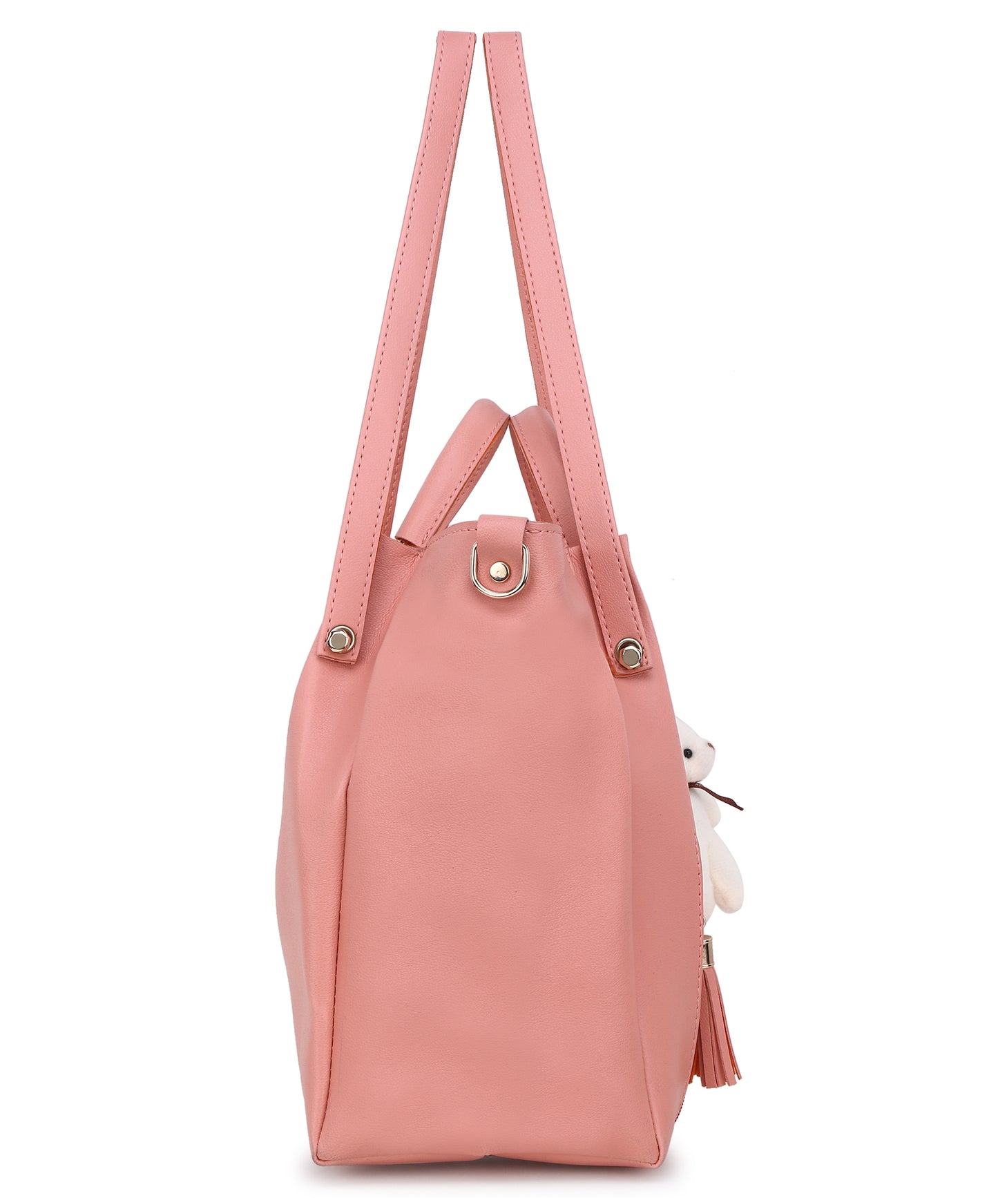 Peach-Coloured Solid Shoulder Bag With Pouch