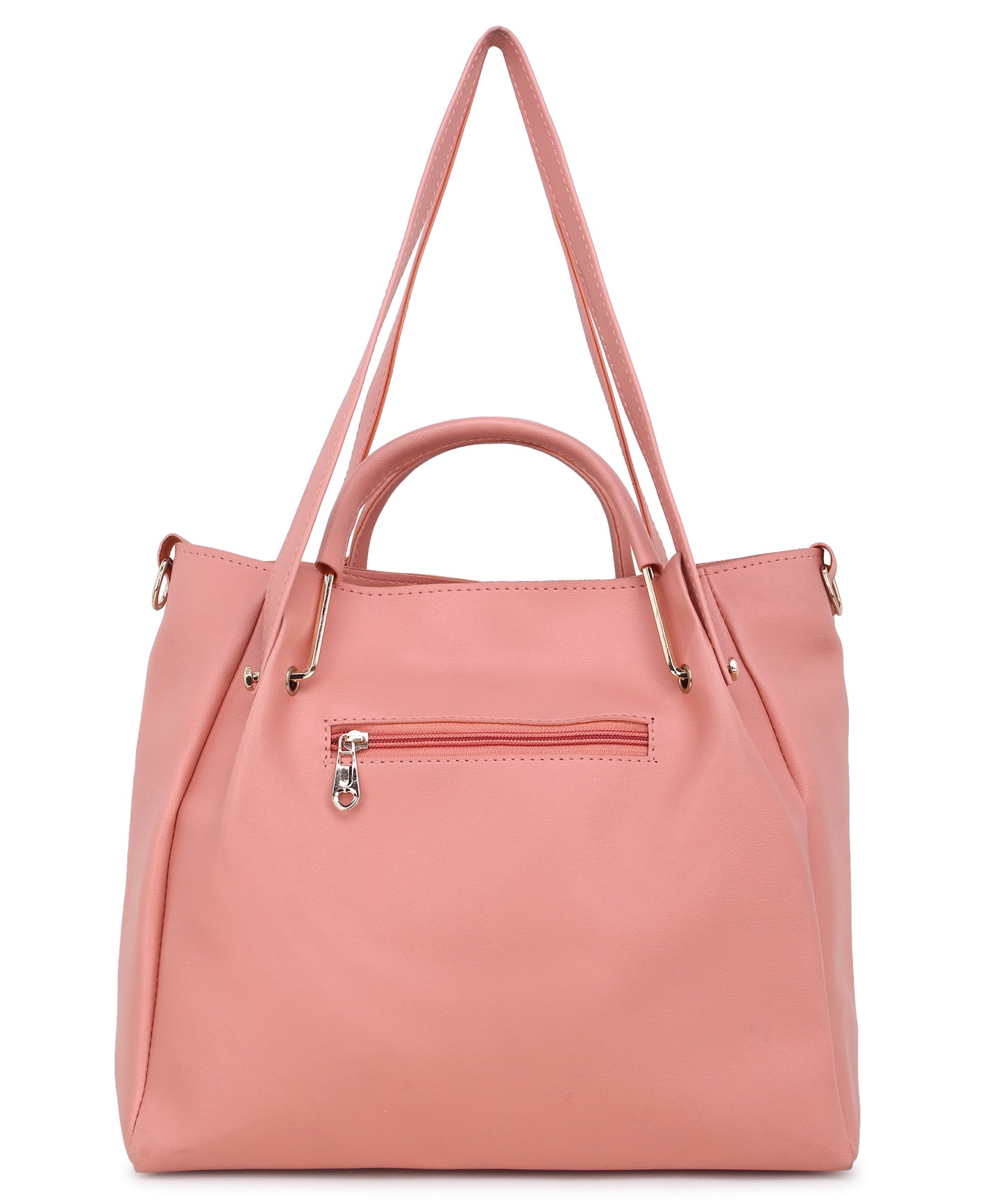 Peach-Coloured Solid Shoulder Bag With Pouch