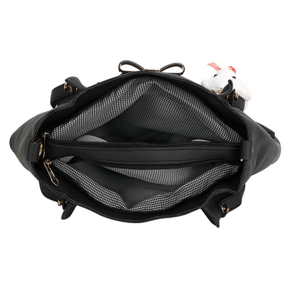 Black Structured Handheld Bag with Pouch