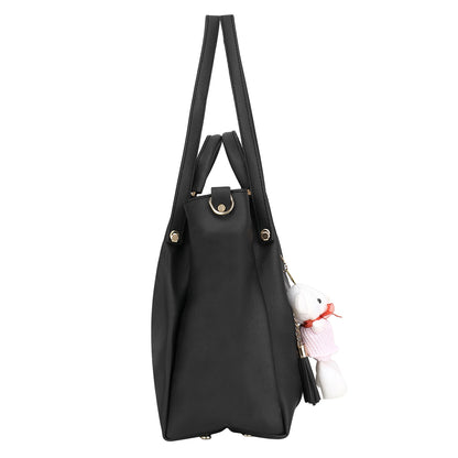 Black Structured Handheld Bag with Pouch