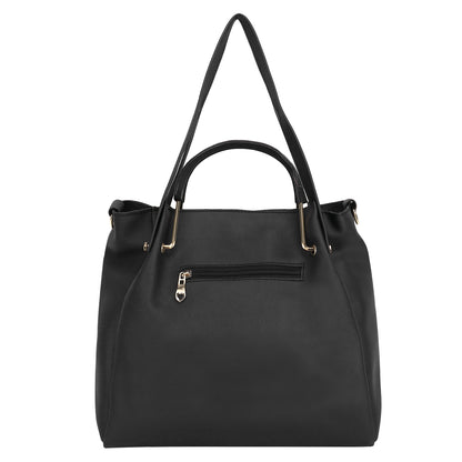 Black Structured Handheld Bag with Pouch