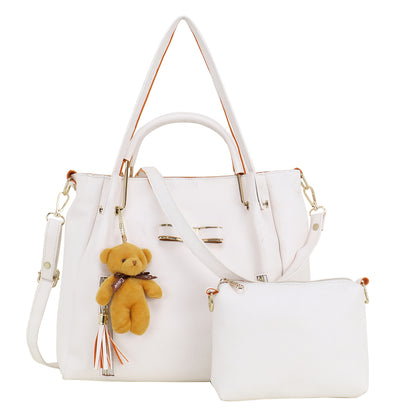 White Bucket Handheld Bag with Tasselled