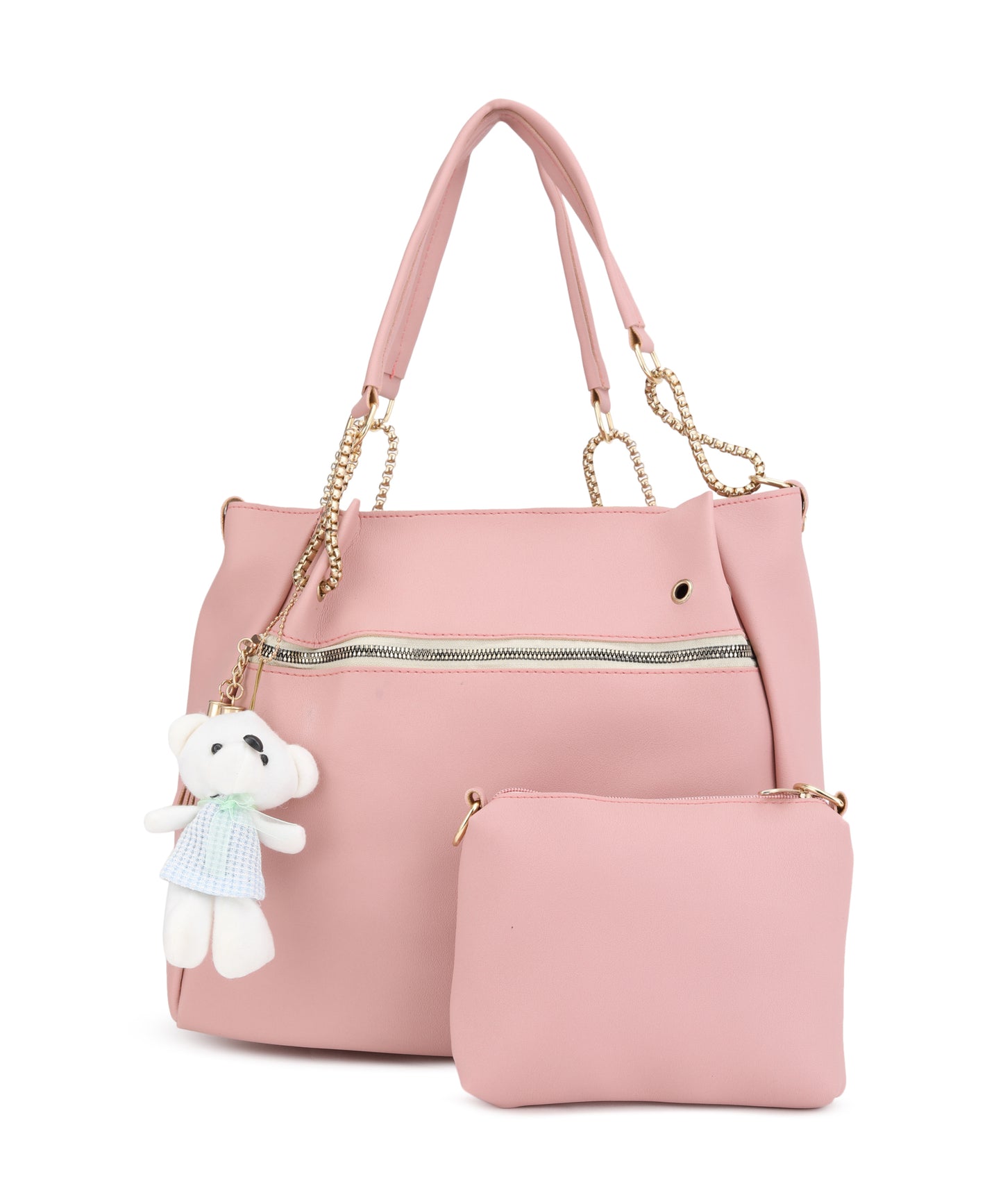 Pink Swagger Shoulder Bag with Tasselled Details Pouch