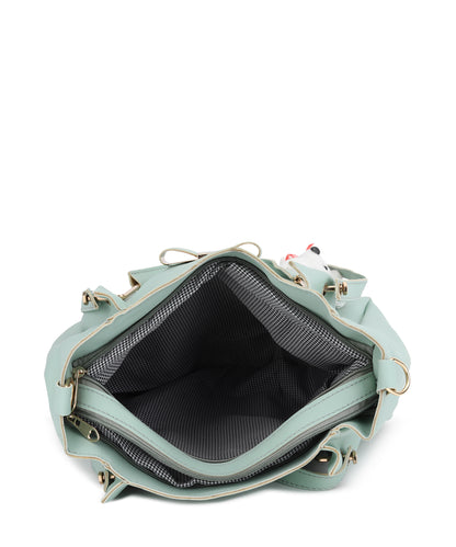 Sea Green Structured Shoulder Bag With Pouch