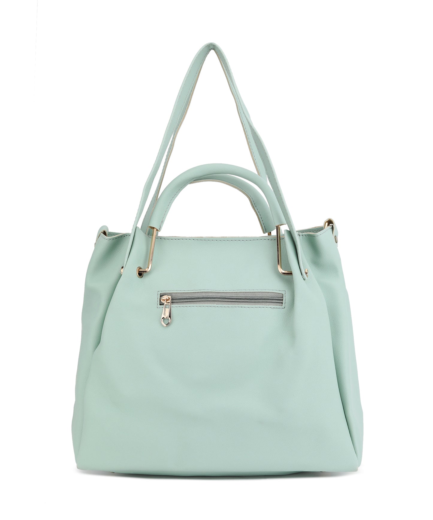 Sea Green Structured Shoulder Bag With Pouch