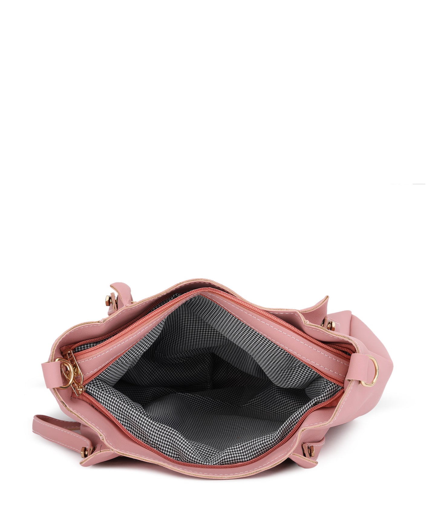 Pink Structured Embellished Shoulder Bag with Pouch