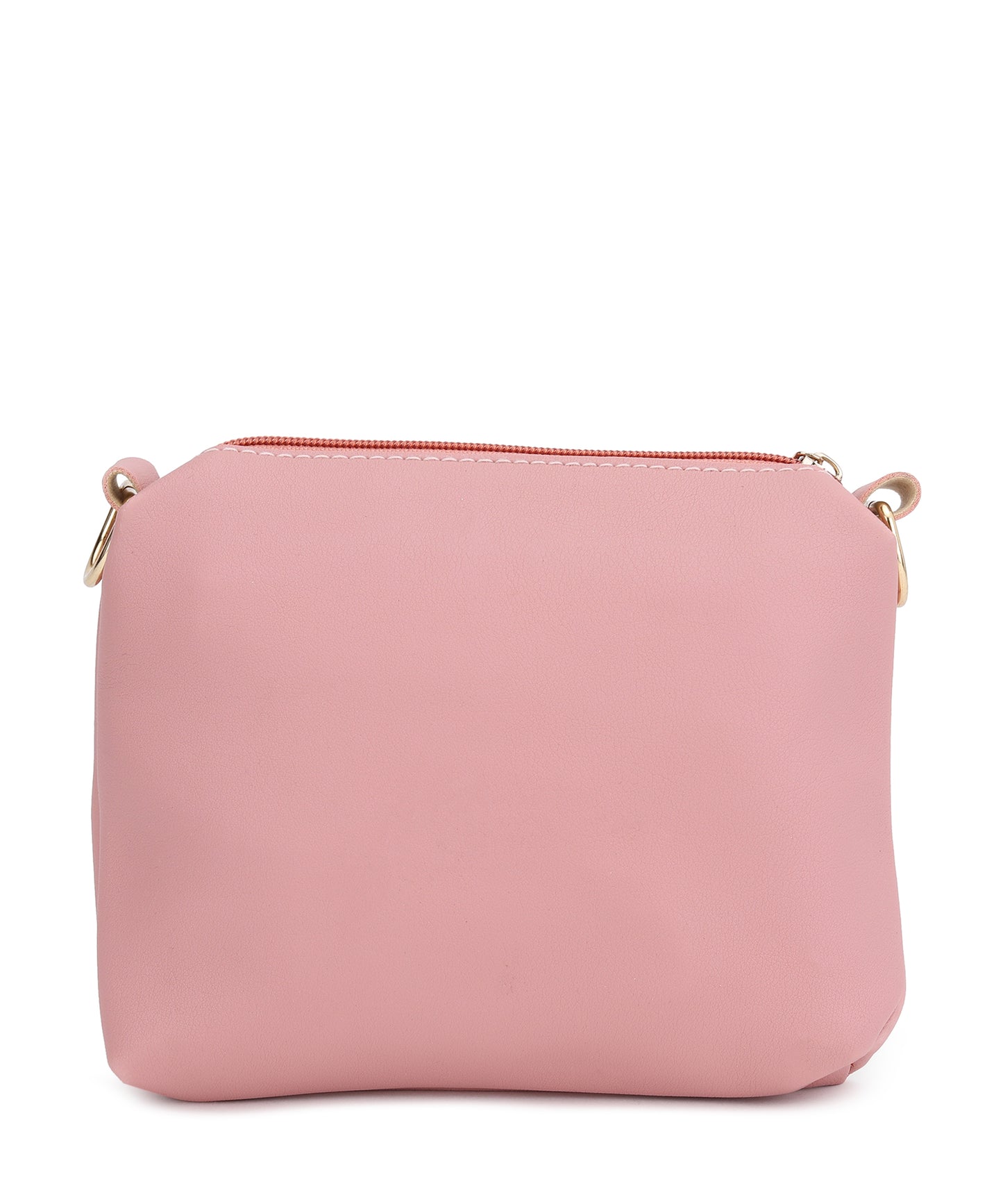 Pink Structured Embellished Shoulder Bag with Pouch