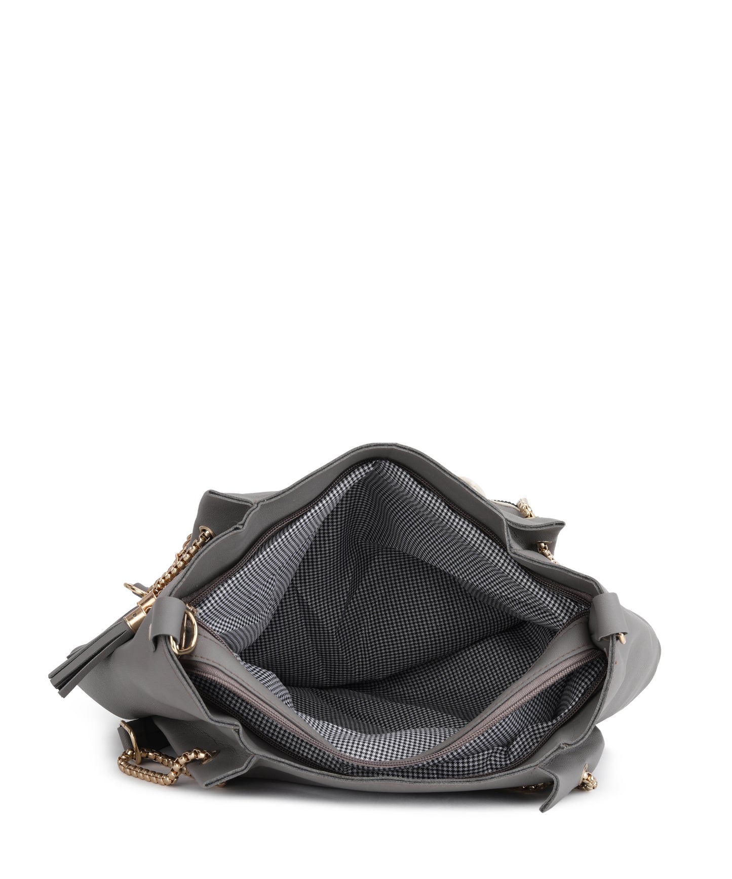 Grey Melange Solid Shoulder Bag with Pouch