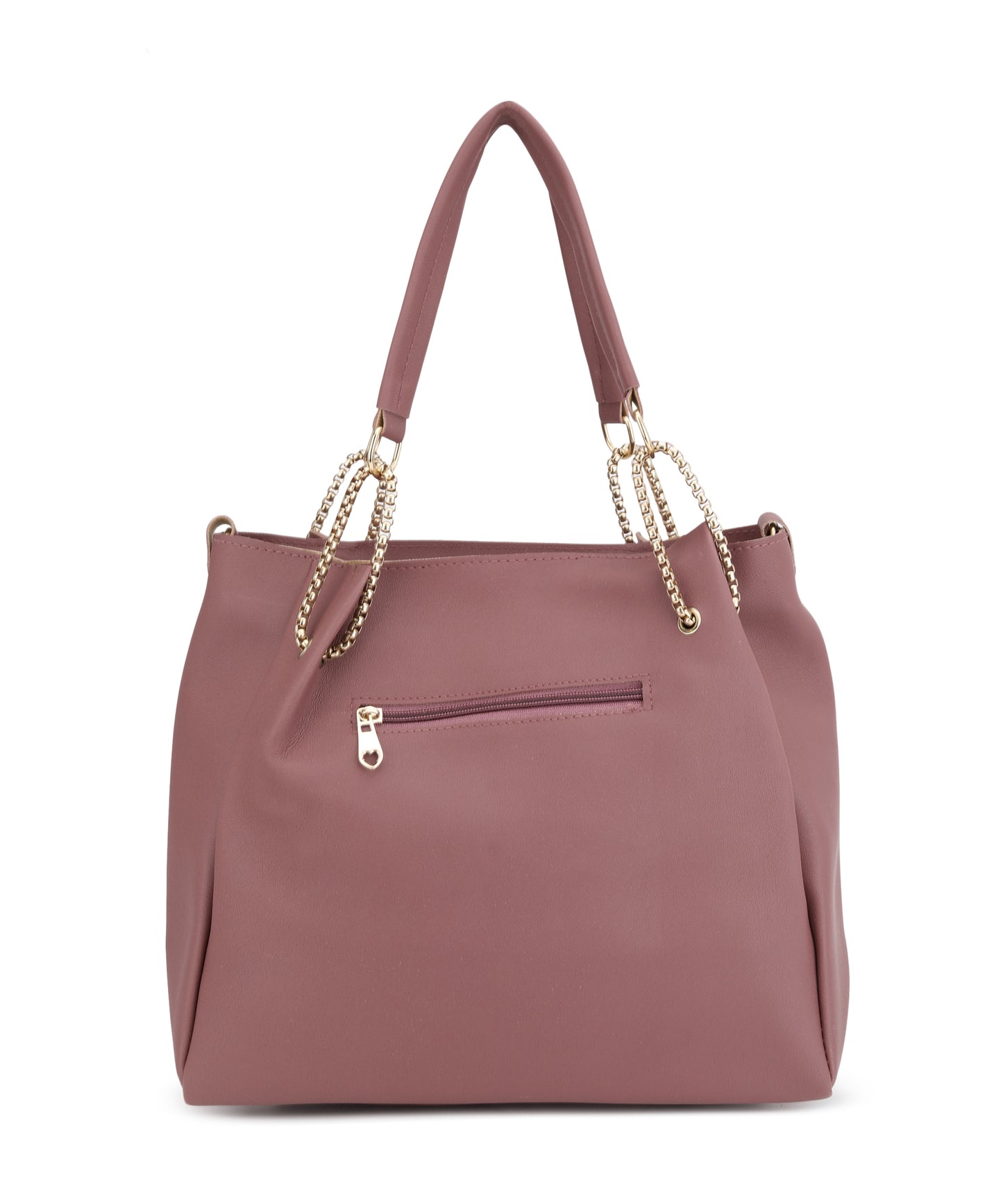 Maroon Copper-toned Structured Shoulder Bag With Pouch