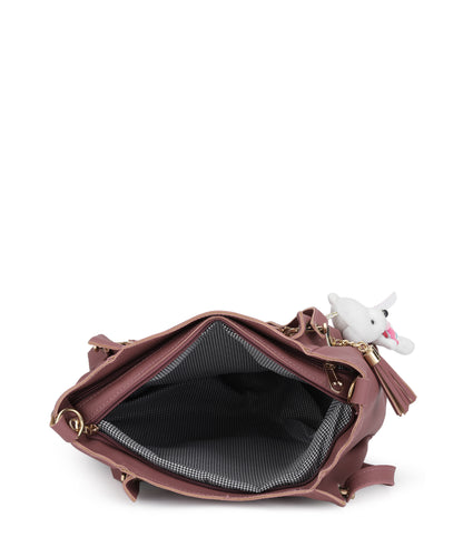 Copper-Toned Structured Tasselled Shoulder Bag With Pouch