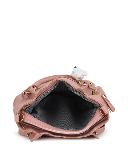 Pink Structured Shoulder Bag With Pouch