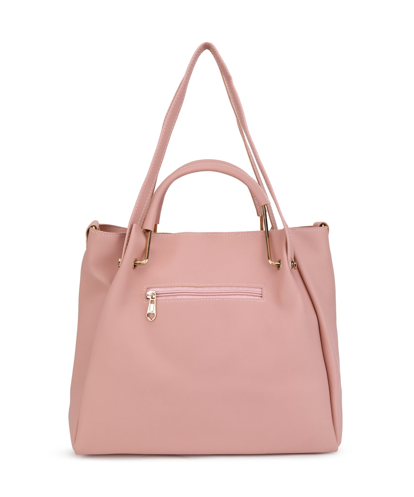 Pink Structured Shoulder Bag With Pouch