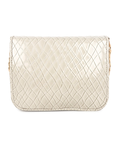 Green Textured Structured Sling Bag with Quilted