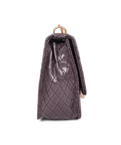 Grey Textured Structured Sling Bag with Quilted