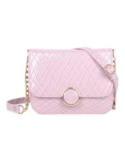 Lavender Textured Structured Sling Bag