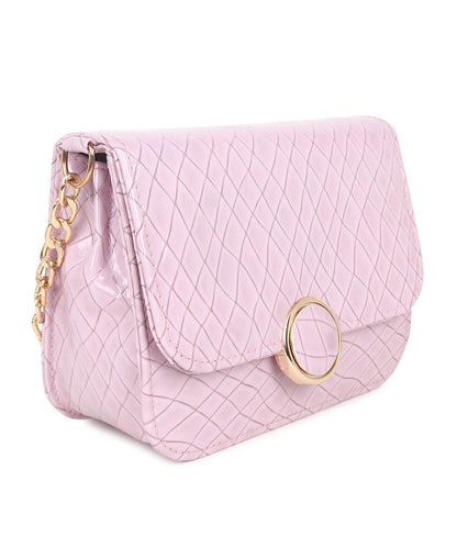 Lavender Textured Structured Sling Bag