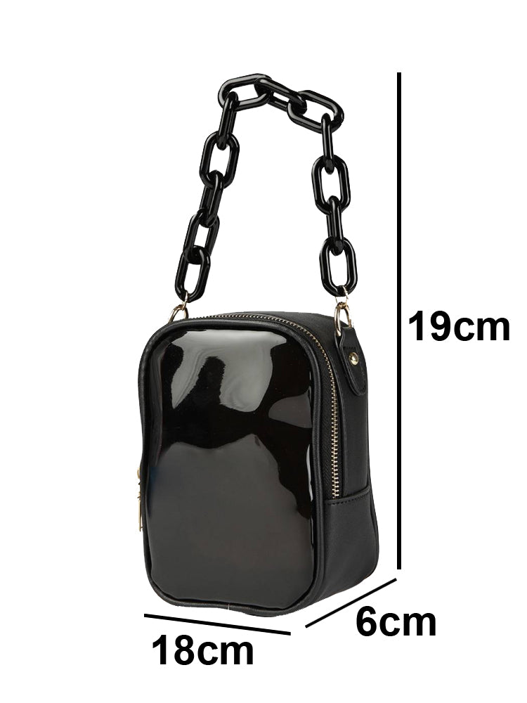 Black Solid Sling Bag