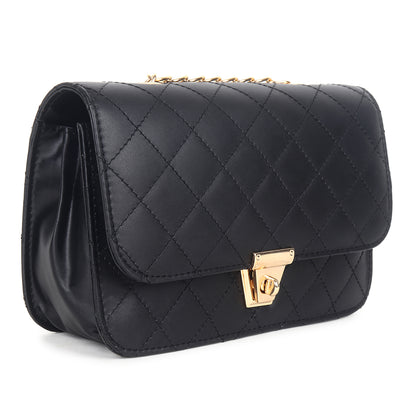 Textured PU Structured Sling Bag with Quilted