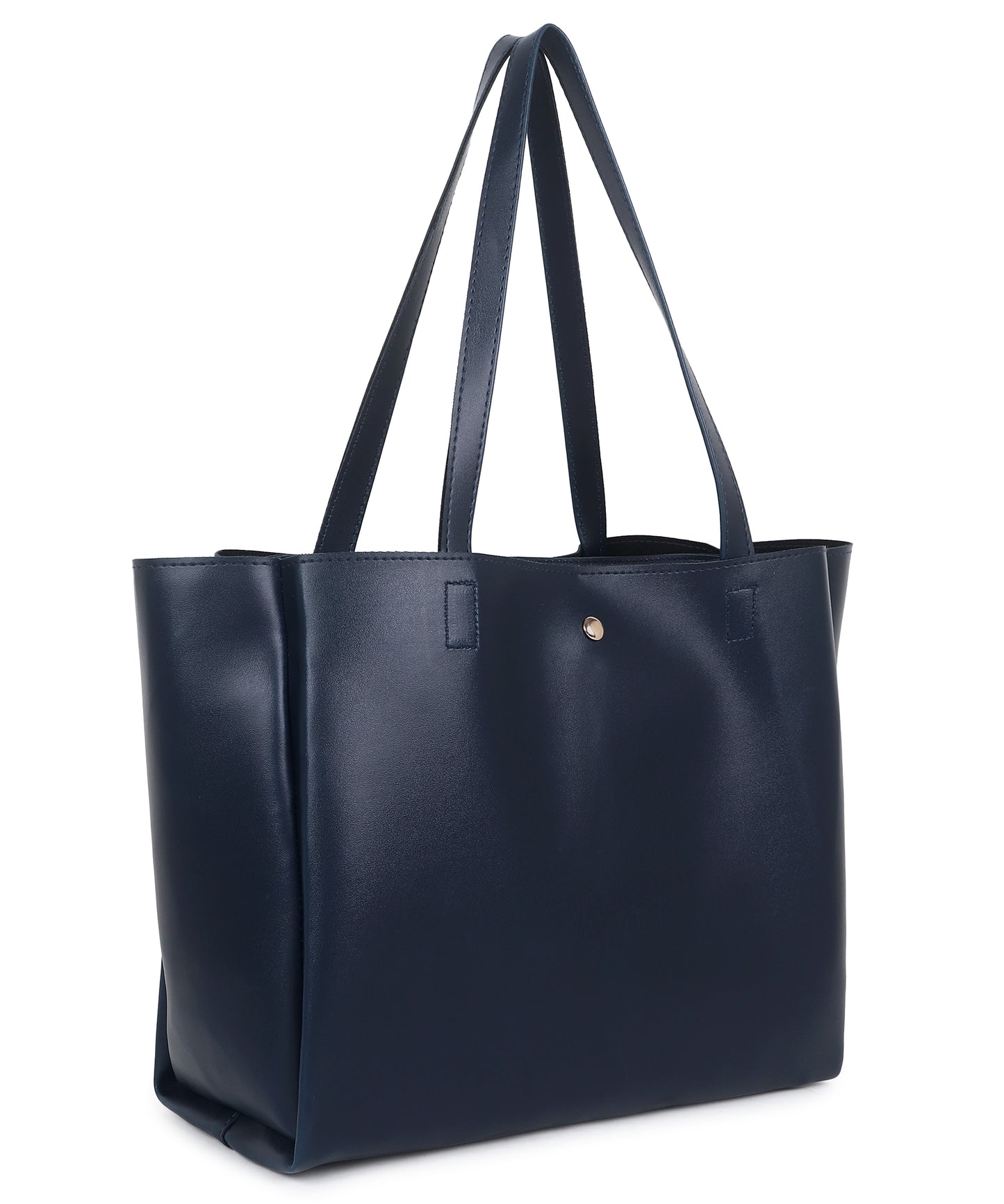 Blue Textured Structured Tote Bag