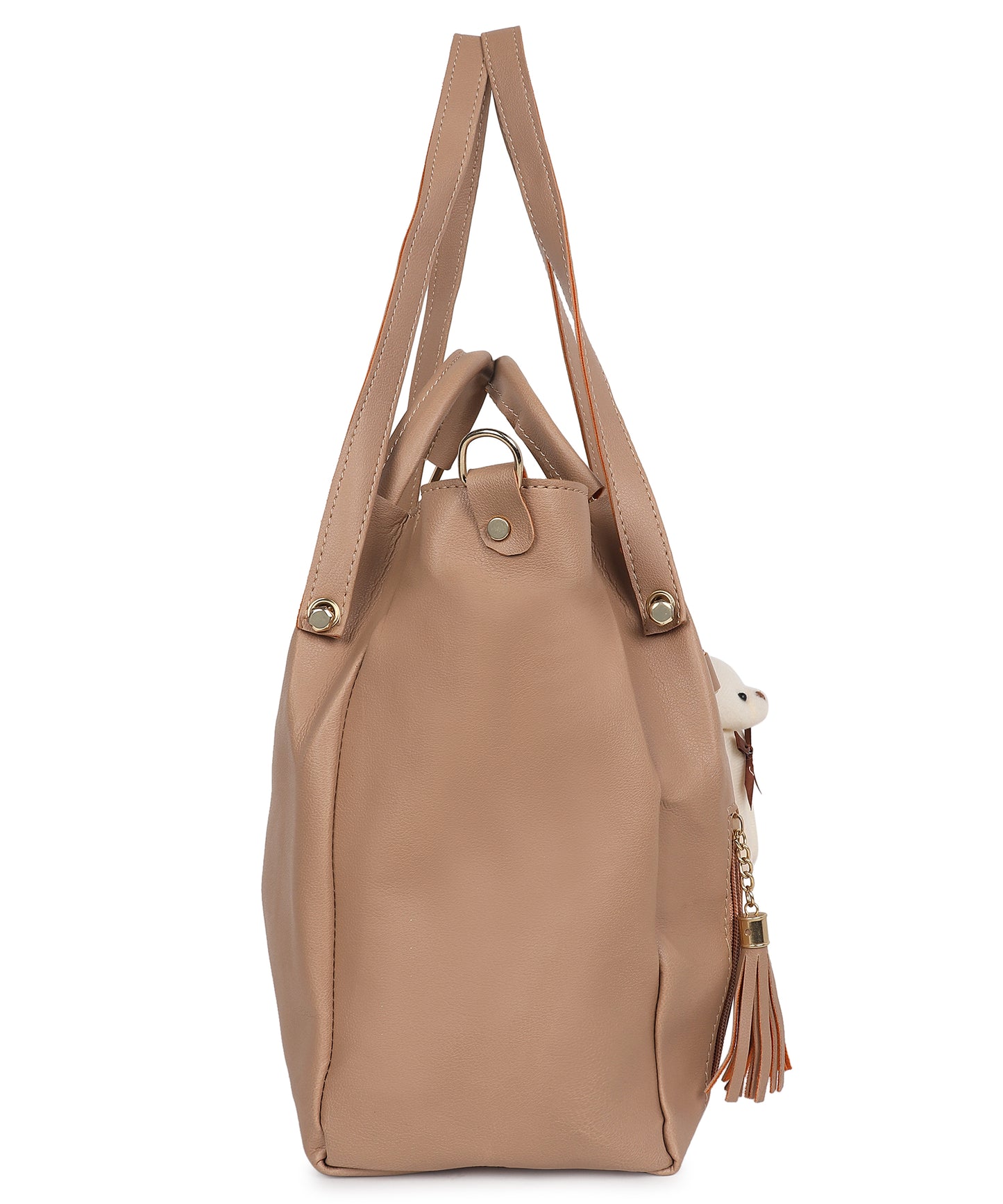 Beige Structured Shoulder Bag with Pouch