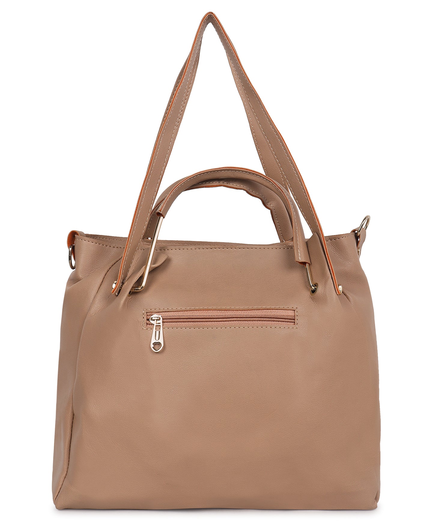 Beige Structured Shoulder Bag with Pouch