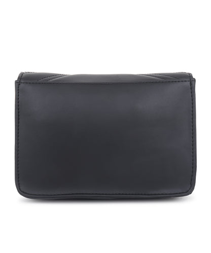 Women Black Structured Sling Bag with Quilted