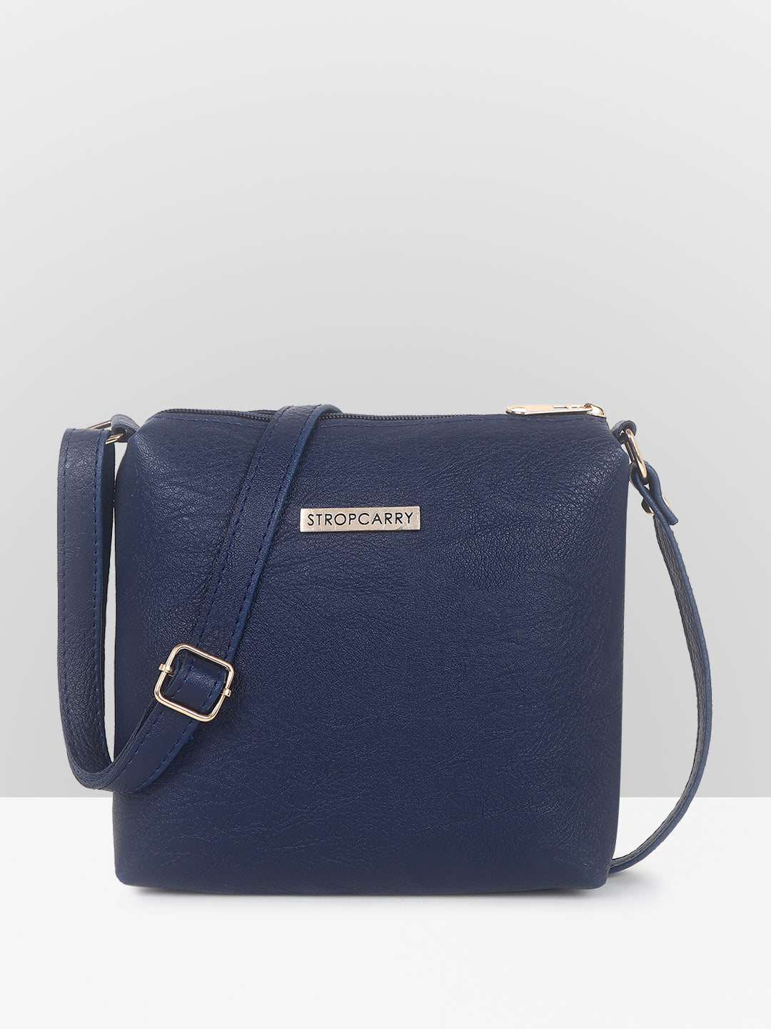 Blue Textured Structured Sling Bag for Women