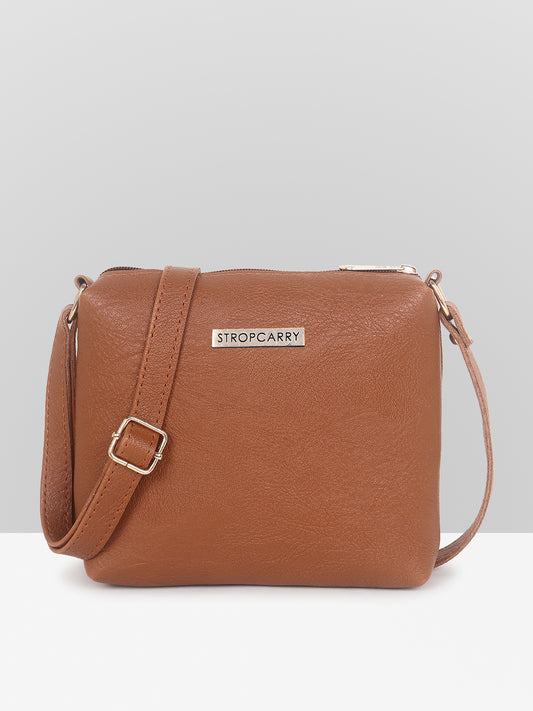 Brown Structured Sling Bag for Women