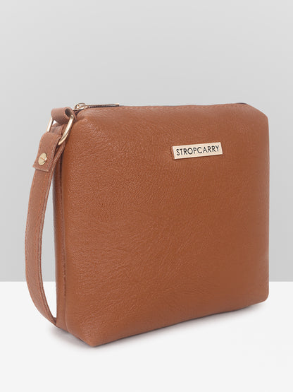 Brown Structured Sling Bag for Women