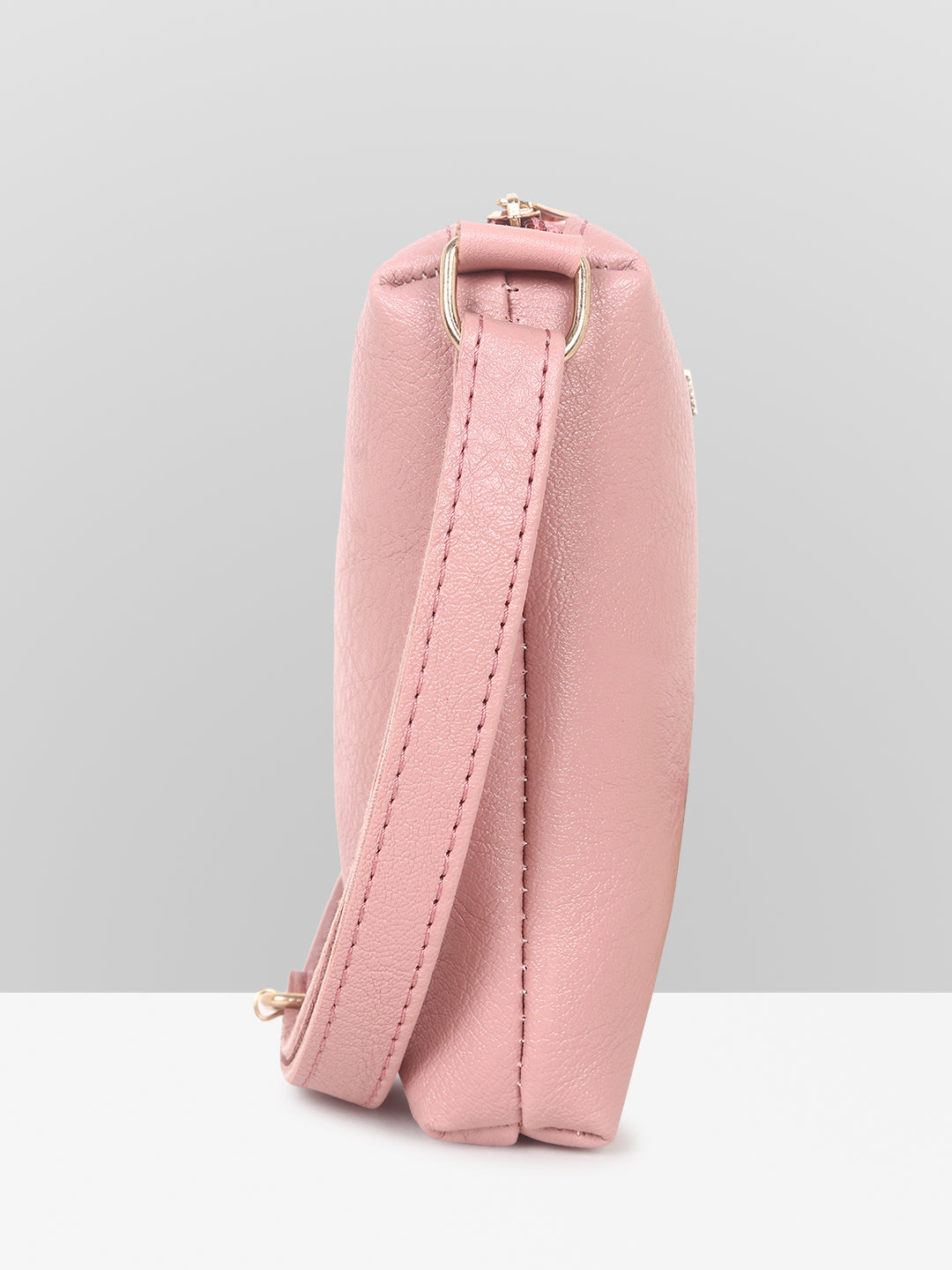 Pink textured Structured Sling Bag for Women