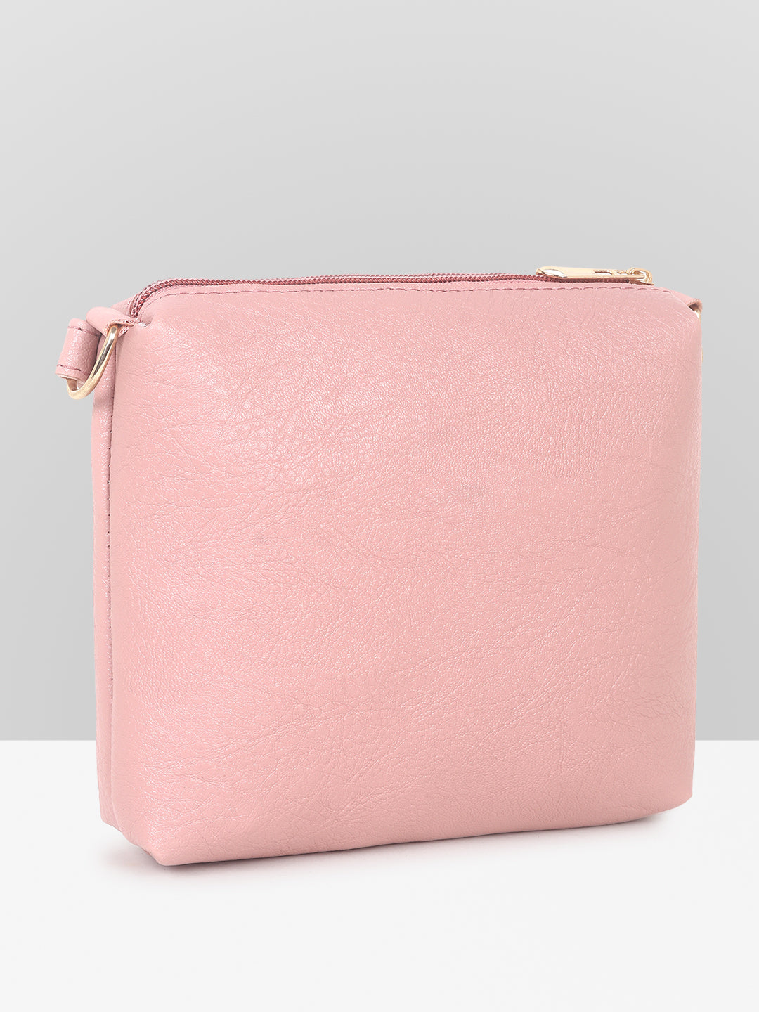 Pink textured Structured Sling Bag for Women