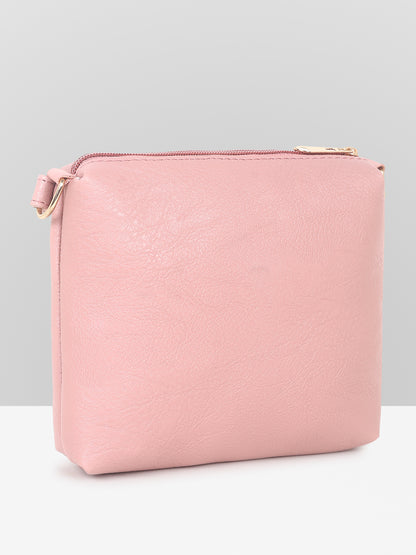 Pink textured Structured Sling Bag for Women