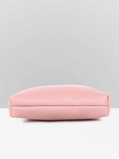 Pink textured Structured Sling Bag for Women