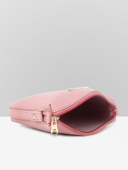 Pink textured Structured Sling Bag for Women