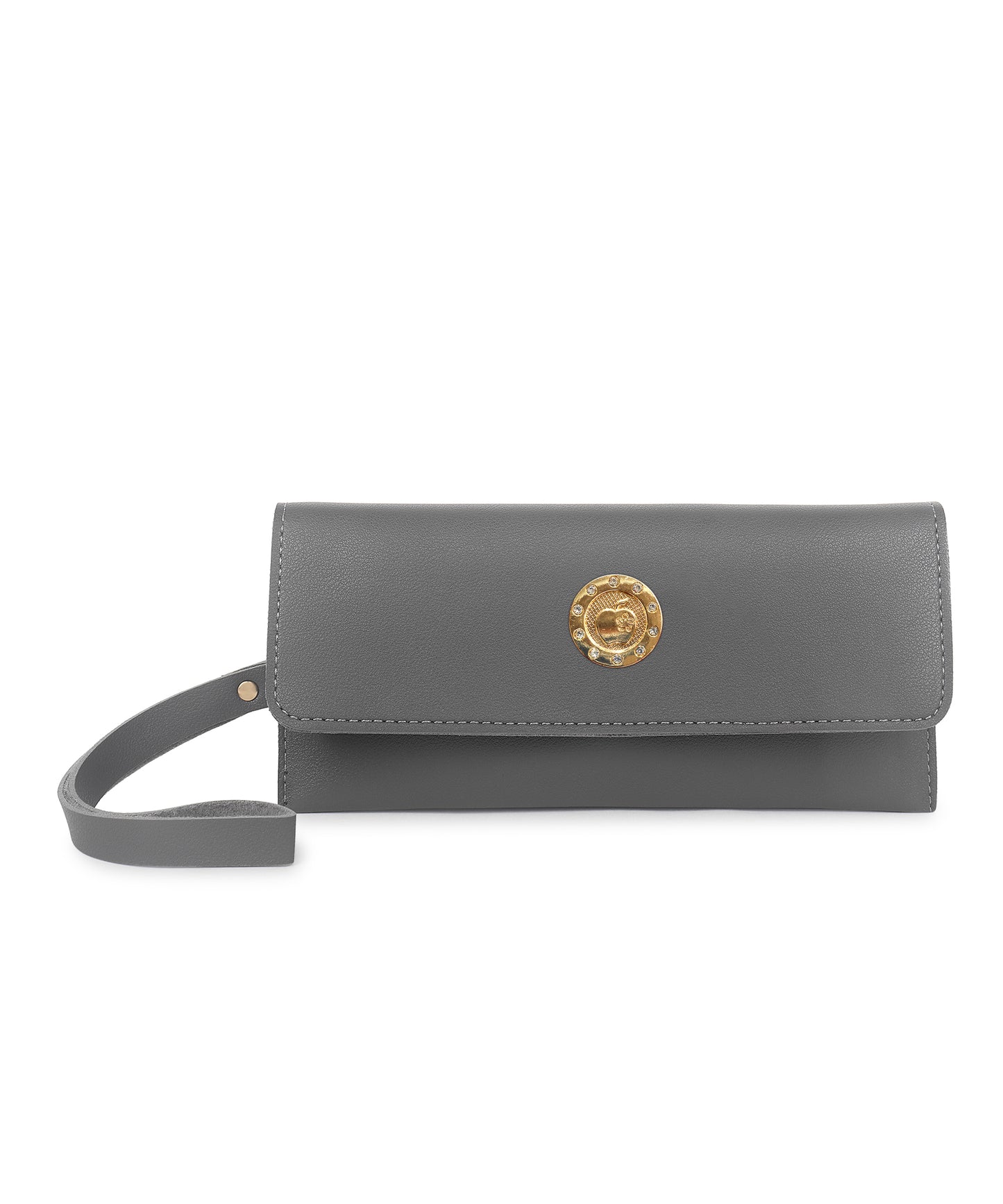 Grey Solid Envelope Clutch