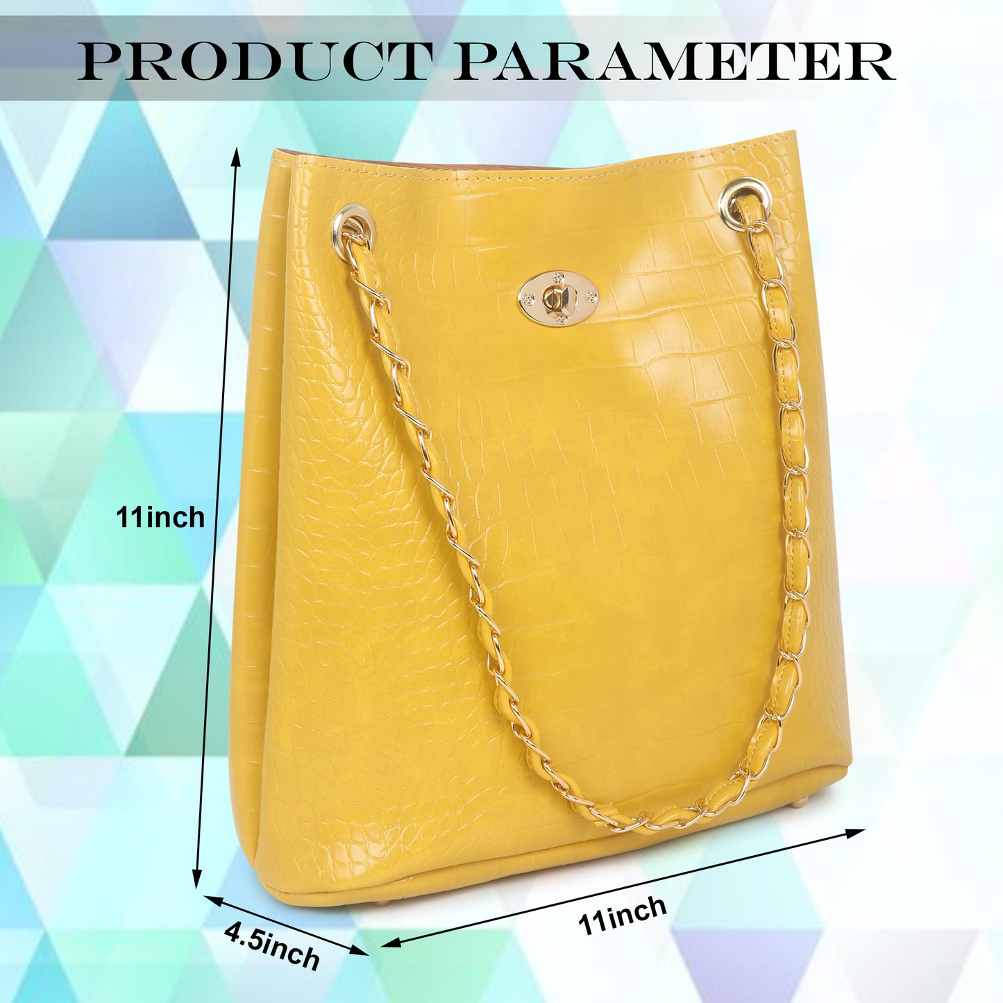 Yellow Textured Structured Shoulder Bag