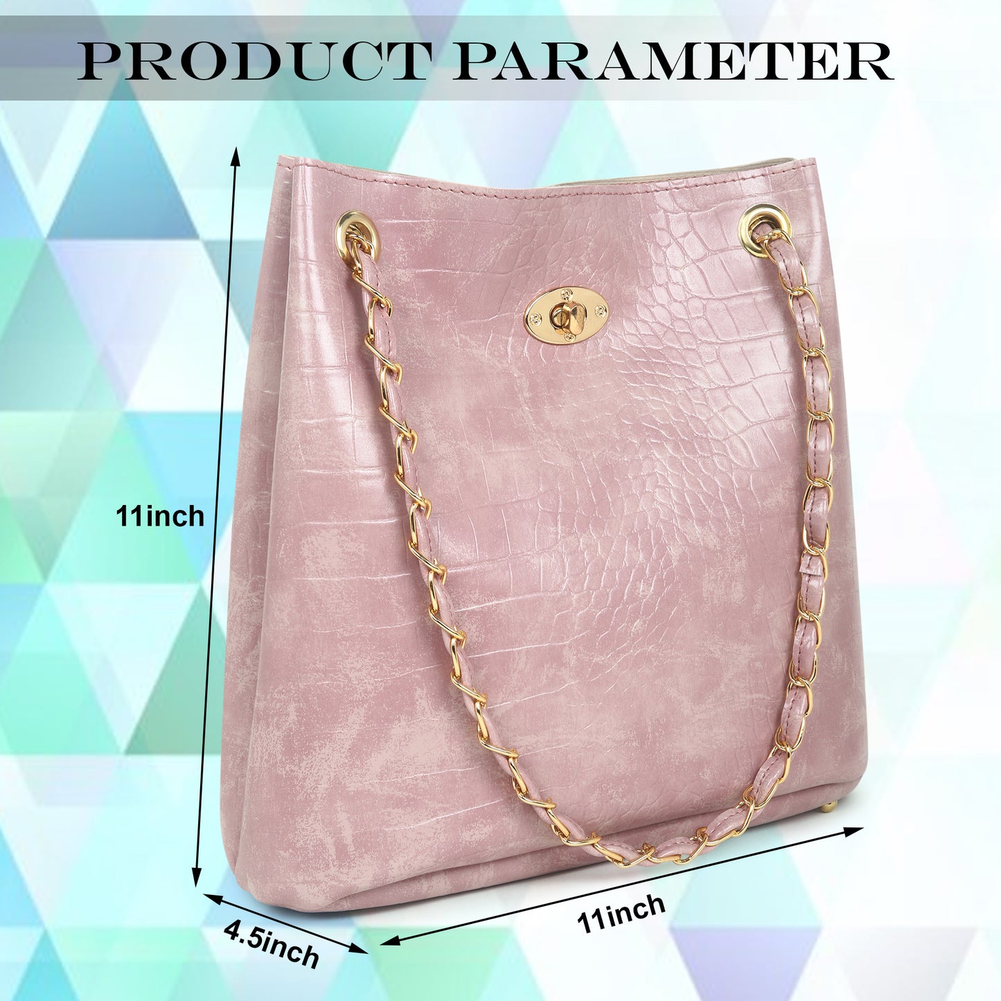 Pink Textured Structured Shoulder Bag