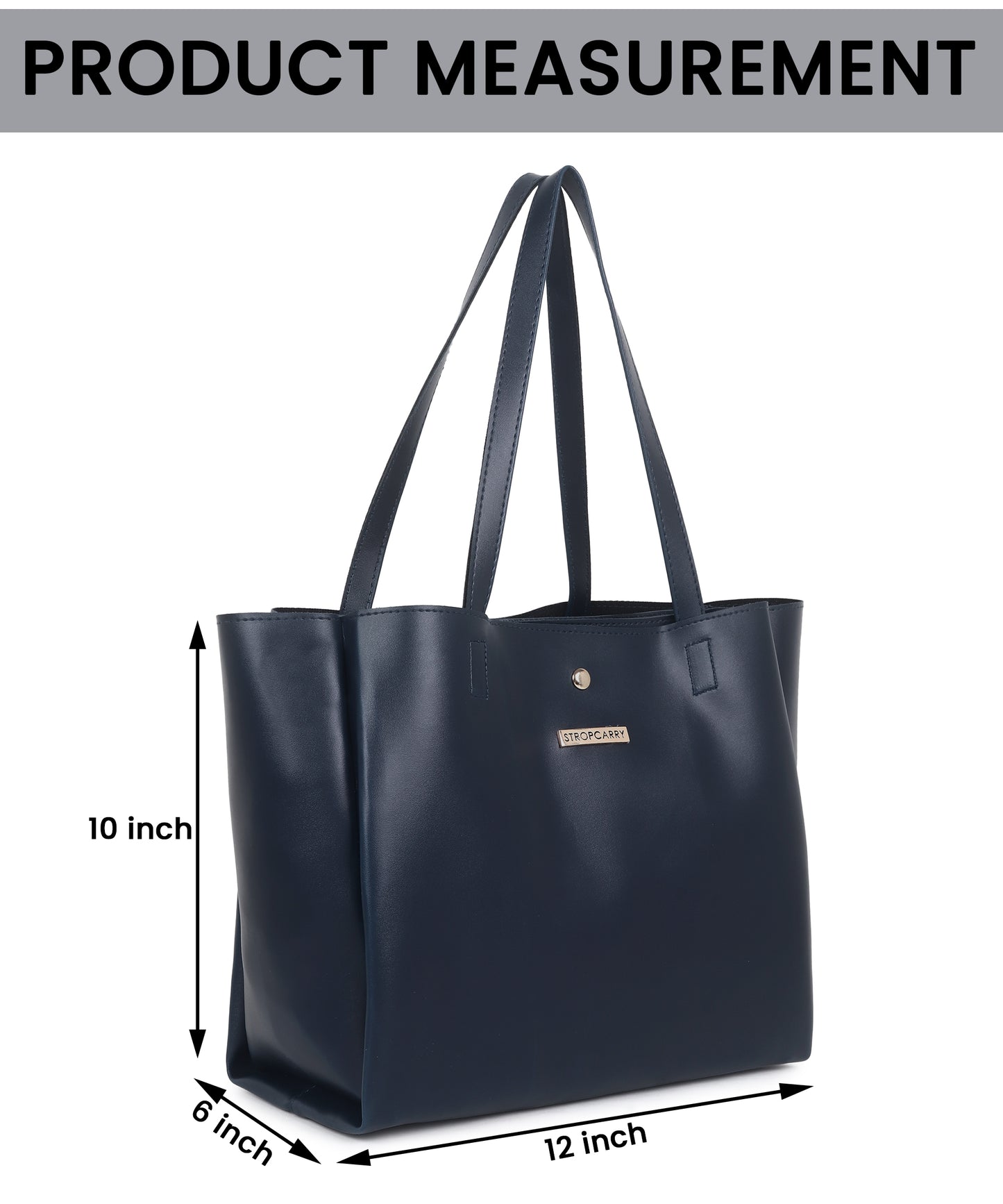 Blue Textured Structured Tote Bag